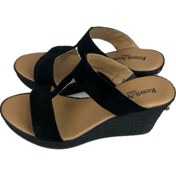 Russell & Bromley London Moddep Black Espadrille Wedge Sandals - Picture 1 of 13